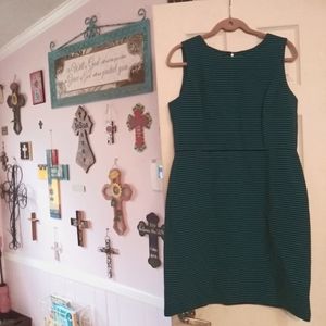 Talbots Fit & Flare Striped Knit Dress Blue White Sleeveless Size 14p NWT